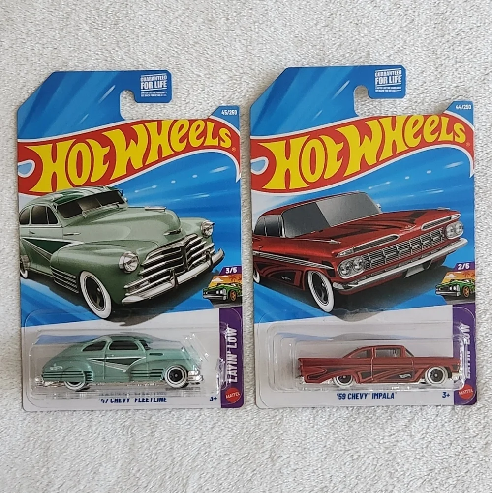 🚗 Hot Wheels ’47 Chevy Fleetline & ’59 Chevy Impala – Classic Car Set – NWT